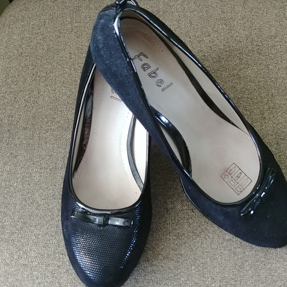 Black leather shoes, size 38